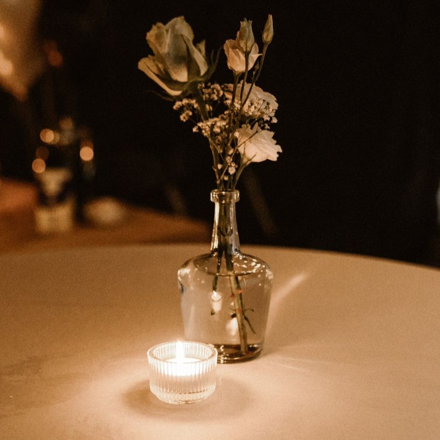 waxinelichthouder ribbel klein te huur bruiloft feest 21 diner decoratie tafelstyling