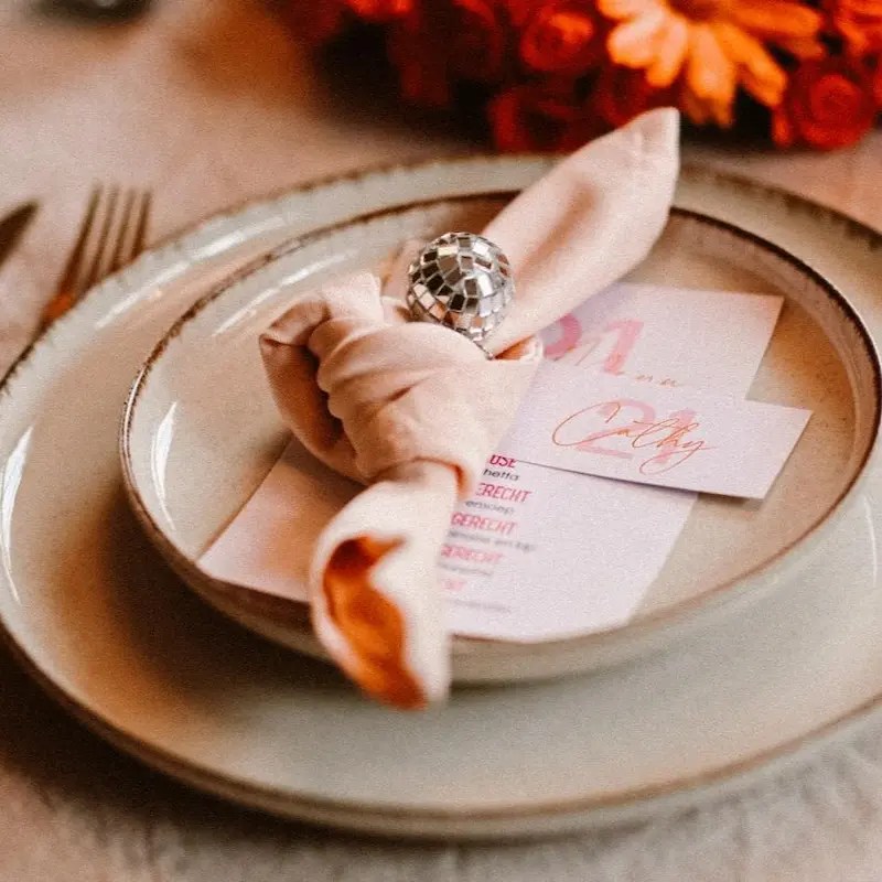 servet lichtroze roze 21 diner thema bruiloft styling